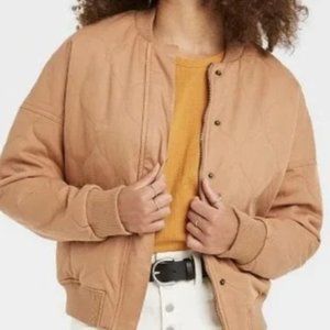 Universal Thread Women's Quilted Everyday Winter Coat Utility Tan Jacket- XS